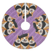 ベレー&バンダナを着たかわいいシックなコギの犬 ブラッシュドポリエステルツリースカート (正面)