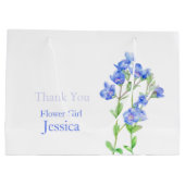 ベロニカの青い花のフラワーガールギフトバッグ 結婚式の感謝の気持ちを表す ラージペーパーバッグ (裏面)