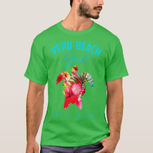 ベロビーチフロリダトロピカルハイビスカスフラワーズシーT Tシャツ