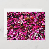 ベローナのピンクのハート型の恋のロック ポストカード (正面/裏面)