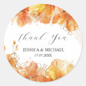 ベローナサンセットウォーターカラー花模様サンキュー結婚ズ ラウンドシール (正面)