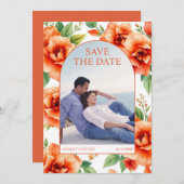 ベローナサンセットオレンジの花結婚柄の写真 セーブザデート (正面/裏面)