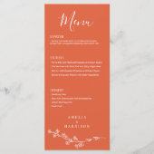 ベローナサンセットオレンジフォーマルフローラエレガントウェディング メニュー (正面)