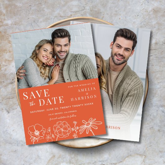 ベローナサンセットオレンジフローラ2枚結婚の写真 セーブザデート