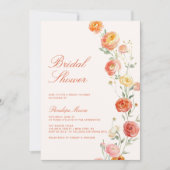 ベローナサンセットオレンジブライダルシャワーサマー花模様 招待状 (正面)