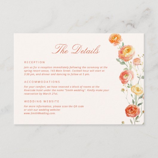 ベローナサンセットオレンジ結婚ズ詳細 エンクロージャーカード (正面)