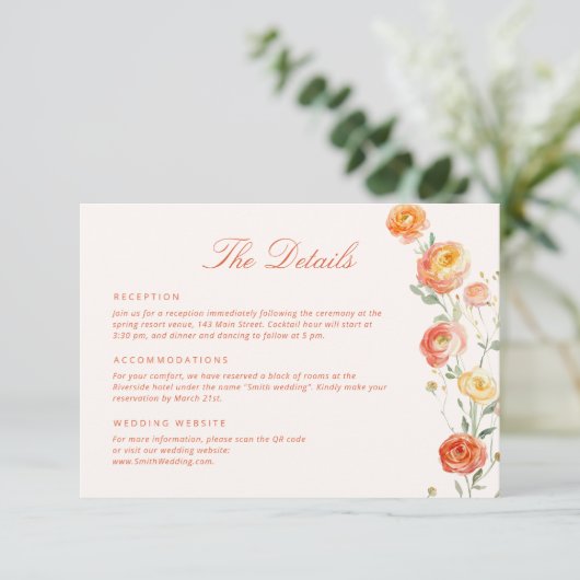 ベローナサンセットオレンジ結婚ズ詳細 エンクロージャーカード (スタンド正面)