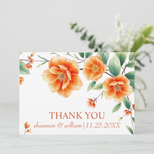 ベローナサンセットオレンジ結婚色の花の世話 サンキューカード (スタンド正面)
