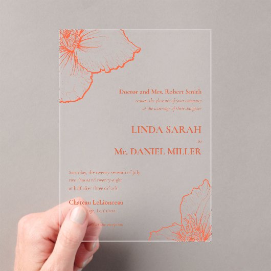 ベローナサンセットクレマチフォーマルススケッチ結婚ズ💍 アクリル招待状 (インサイチュ (ポータブル))