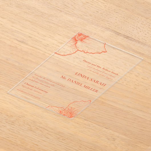 ベローナサンセットクレマチフォーマルススケッチ結婚ズ💍 アクリル招待状 (レイダウン)