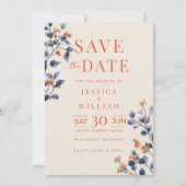 ベローナサンセットネイビーブルー結婚フローラ セーブザデート (正面)