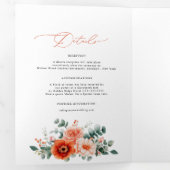 ベローナサンセットブライトオレンジウォーターカラーフローラ 三つ折り案内状 (内部最初)