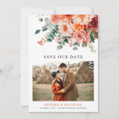 ベローナサンセットブライトオレンジモダンフローラ写真QR セーブザデート (正面)