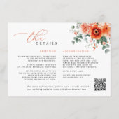 ベローナサンセットブライトオレンジモダンフローラ結婚ズ エンクロージャーカード (正面)