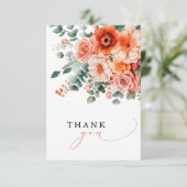 ベローナサンセットブライトオレンジモダンフローラ結婚ズ サンキューカード (スタンド正面)