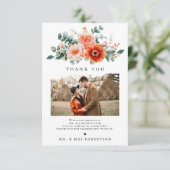 ベローナサンセットブライトオレンジモダンフローラ結婚ズ サンキューカード (スタンド正面)