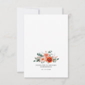 ベローナサンセットブライトオレンジモダンフローラ結婚ズ サンキューカード (裏面)