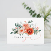 ベローナサンセットブライトオレンジモダンフローラ結婚ズ サンキューカード (スタンド正面)