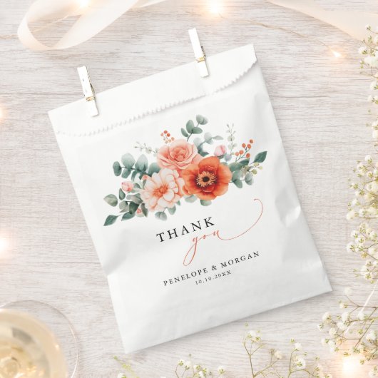 ベローナサンセットブライトオレンジモダンフローラ結婚ズ フェイバーバッグ (クリップ留めされた状態)