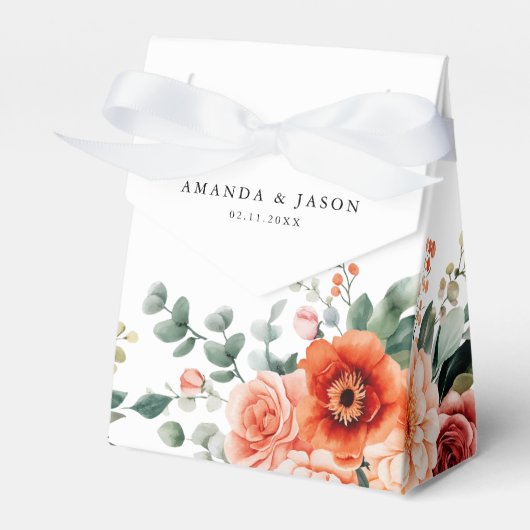 ベローナサンセットブライトオレンジモダンフローラ結婚ズ フェイバーボックス (正面サイド)