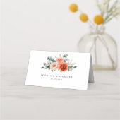 ベローナサンセットブライトオレンジモダンフローラ結婚ズ プレイスカード (裏面)