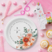 ベローナサンセットブライトオレンジモダンフローラ結婚ズ ペーパープレート (パーティー)