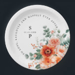 ベローナサンセットブライトオレンジモダンフローラ結婚ズ ペーパープレート<br><div class="desc">祝は、柔らかい桃、サンゴ、赤面トーンの美しい水彩フローラデザインを特色にしたエレガントなウェディング紙プレートで特別な日。ロマンチックなガーデンインスパイアテーマ。このデザインを取り上げたカスタマイズや追加感じ品は自由に連絡お願いする。</div>