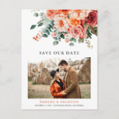 ベローナサンセットブライトオレンジモダンフローラ結婚ズ ポストカード (正面)