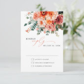 ベローナサンセットブライトオレンジモダンフローラ結婚ズ 出欠カード (スタンド正面)