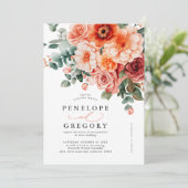 ベローナサンセットブライトオレンジモダンフローラ結婚ズ 招待状 (スタンド正面)