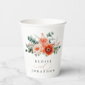 ベローナサンセットブライトオレンジモダンフローラ結婚ズ 紙コップ (裏面)