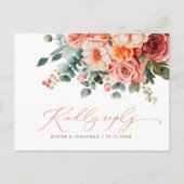 ベローナサンセットブライトオレンジモダンフローラRSVP ポストカード (正面)