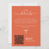 ベローナサンセットQRコードハンドドロー波曲線ボウ 招待状 (裏面)