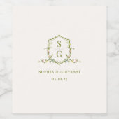 ベローナワイルドフラワーモノグラム結婚クレスト ワインラベル (シングルラベル)