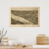 ベローナ – オークモントペン1896アンティークパノラママップ ポスター (キッチン)