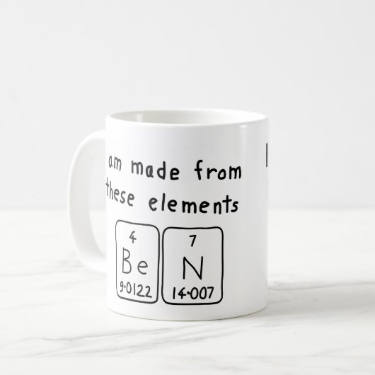 ベンの周期表の名前のマグ コーヒーマグカップ (正面左)