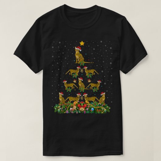 ベンガルおもしろい猫好きサンタベンガルキャットクリスマス Tシャツ (デザイン正面)