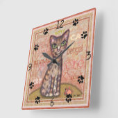 ベンガルの猫好きの正方形の柱時計 スクエア壁時計 (傾斜)