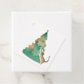 ベンガルよくはしゃぐ猫とクリスマスツリーギフトラベル フェイバータグ (インサイチュ)