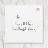 ベンガルよくはしゃぐ猫とクリスマスツリーギフトラベル フェイバータグ (裏面)