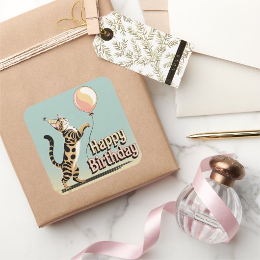 ベンガルカラフル猫 スクエアシール (ギフト)