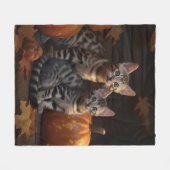 ベンガルキットンオータムデライトカボチャ フリースブランケット (正面(横))