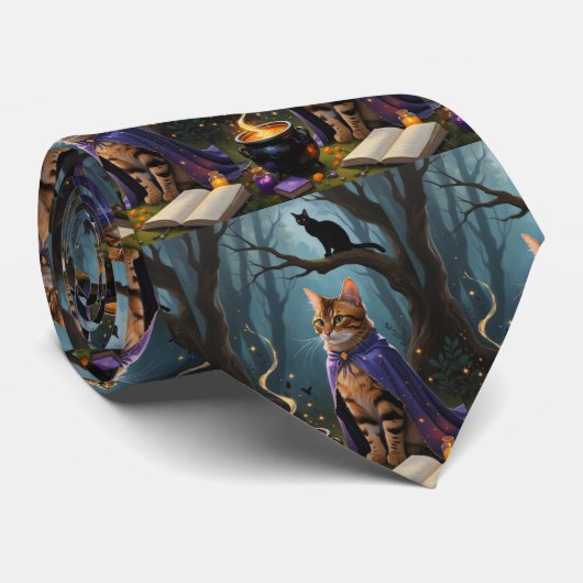 ベンガルキャットのウィスキカルなハロウィン絵画 ネクタイ (ロール)