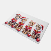 ベンガルキャットのクリスマスドレスサンタ帽子 ドアマット (アングル)