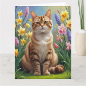 ベンガルキャットの春の花の絵 カード (正面)