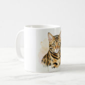 ベンガルキャットの水彩画肖像画 コーヒーマグカップ (正面左)
