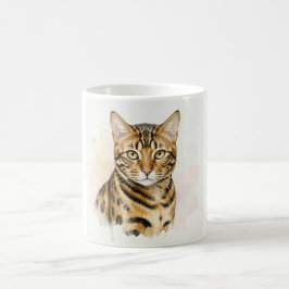 ベンガルキャットの水彩画肖像画 コーヒーマグカップ