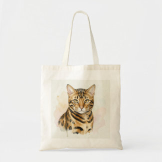 ベンガルキャットの水彩肖像画 トートバッグ