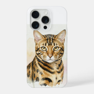 ベンガルキャットの水彩肖像画 iPhone 15 PROケース