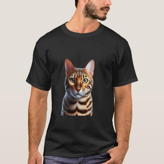 ベンガルキャットの顔Tシャツ - 愛好家のためのキテン服 Tシャツ (正面)